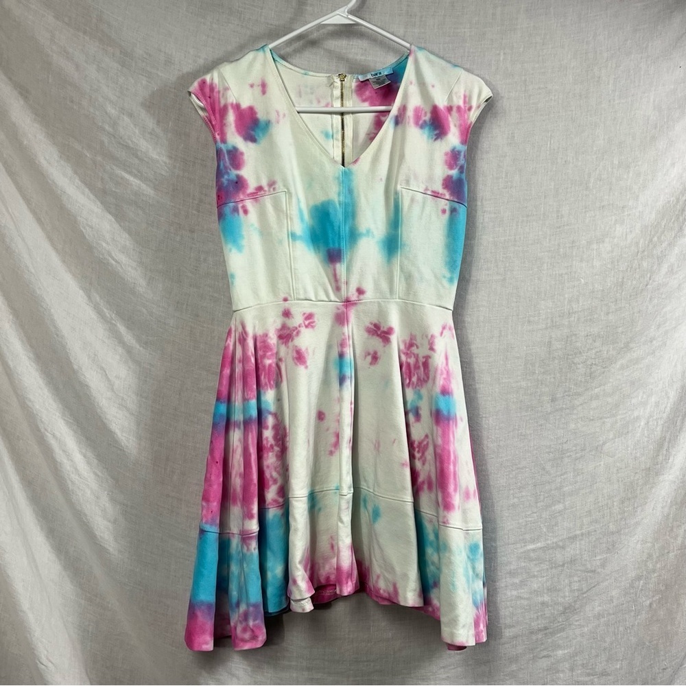 Y2K Tie Die Fit & Flare Dress Bar 3 Womens‎ Medium Cap Sleeves Stretch Jersey
